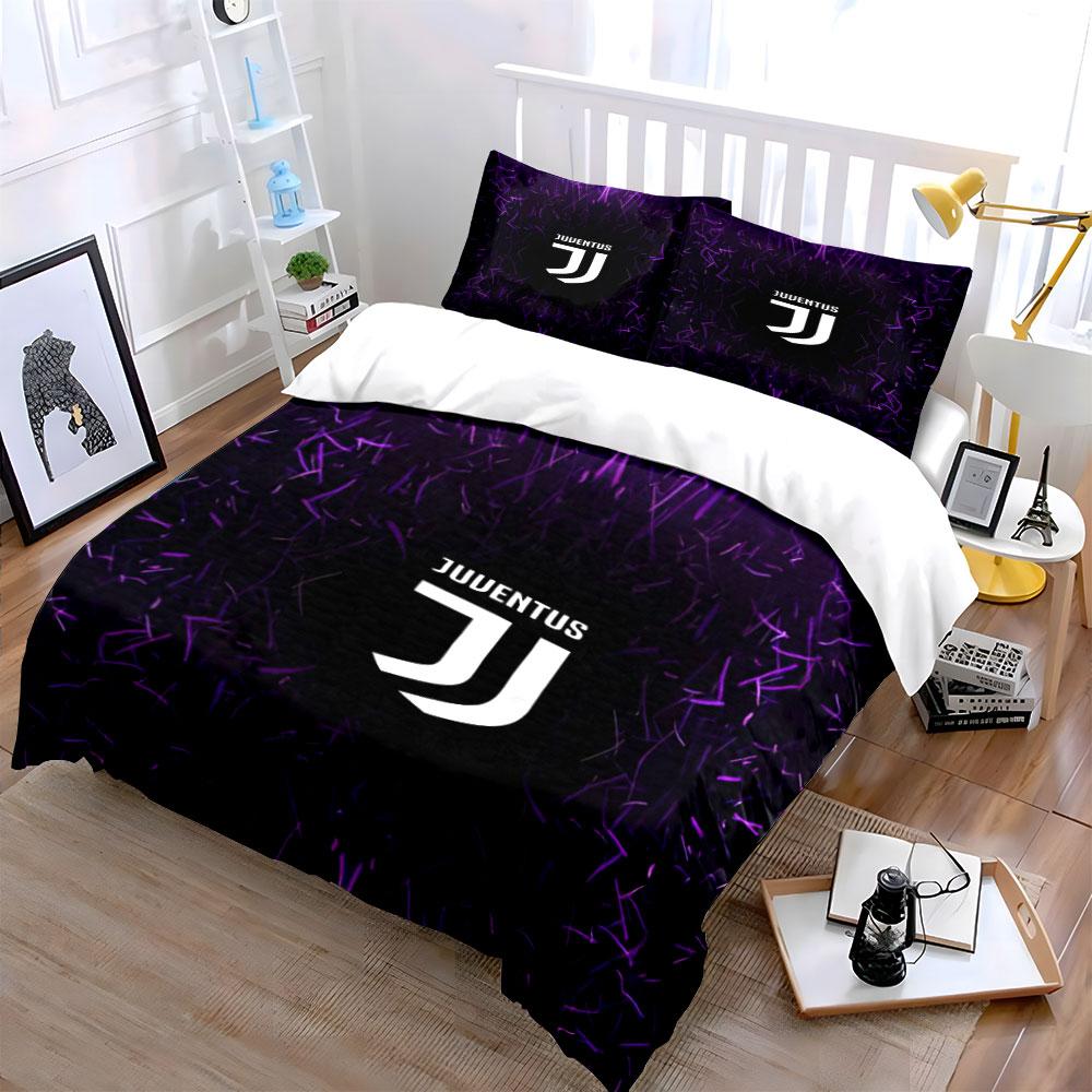 Purple abstract pattern, Juventus logo. Bedding sets Duvet cover sets Duvet covers Pillowcases(1 * Duvet Cover 2 * Pillowcases without duvet insert)