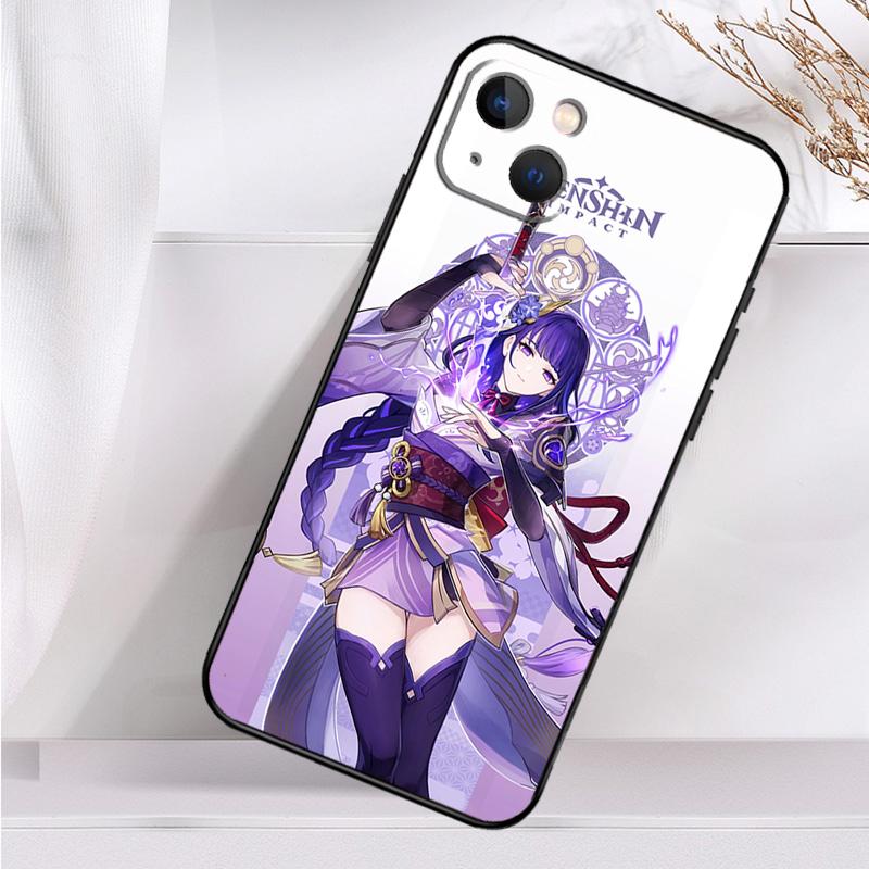 Genshin Impact Raiden Shogun Case For iPhone 14 16 15 Pro Max 11 12 13 Mini 7 8 Plus X XR XS MAX Soft Shockproof Cover