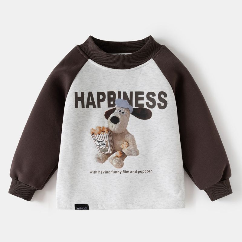 Boys  Fleece-Lined Hoodie Autumn and Winter Children s Clothing Boys  Casual Pullover Top Baby Boys  Cartoon Long sleeve Clothes Light Gray Body 140