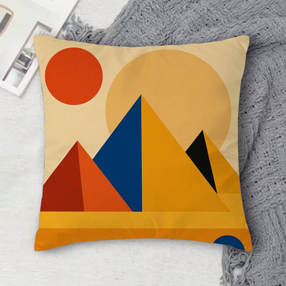 Geometric Bauhaus Pattern Art Doublesided Printed Square Decorative Cushion Cover for Sofa Living Room Home Decor