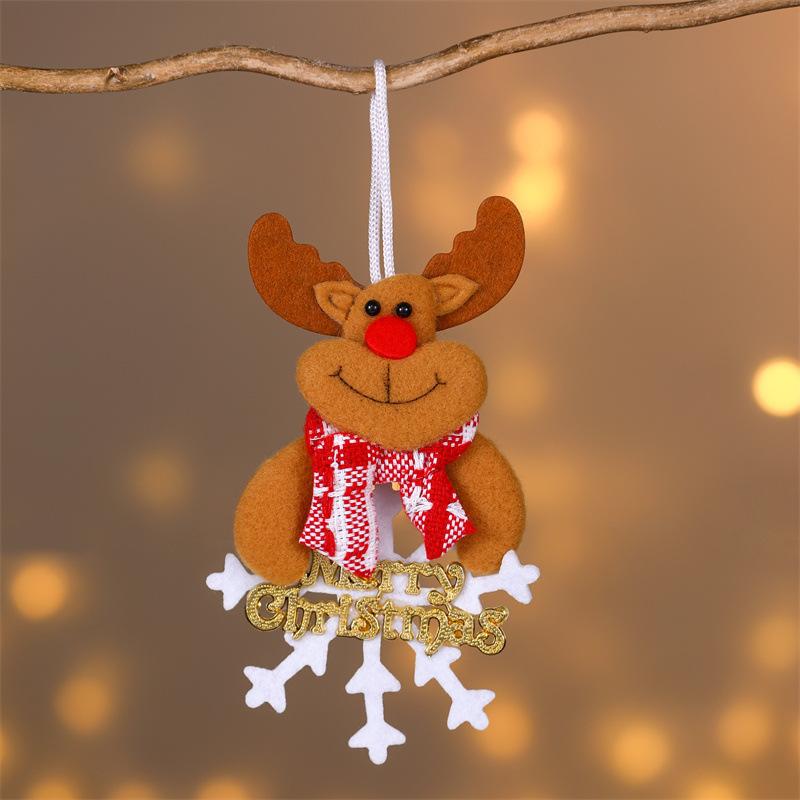 Christmas Themed Decorations Ornaments Fabric Santa Claus Reindeer Figurines Little Bear Snowman Hanging Decorations Pendant