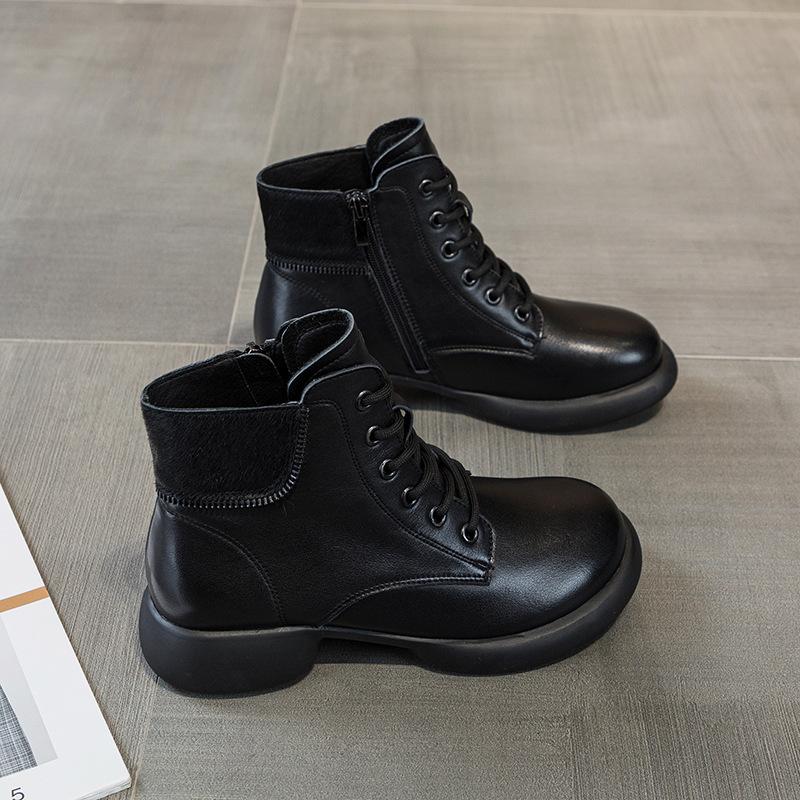 [Horse Hair] First-layer Cowhide Martin Boots Women's 2025 Autumn and Winter New Leather Retro Short Women's Leather Boots