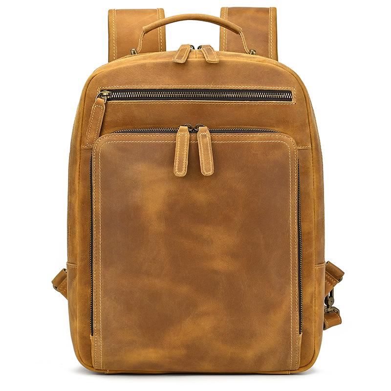 Vintage Crazy Horse Leder Rucksack für Damen und Herren - Echte Leder Reise- und Schultasche