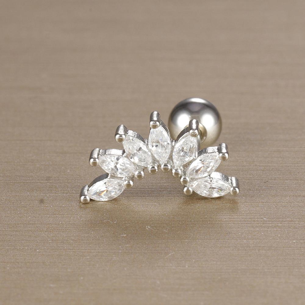 1 Stück 316L Edelstahl Geometrie Ohrstecker Für Frauen Mode Stern Mond Lappen Daith Helix Knorpel Ohrring Piercing Zirkon