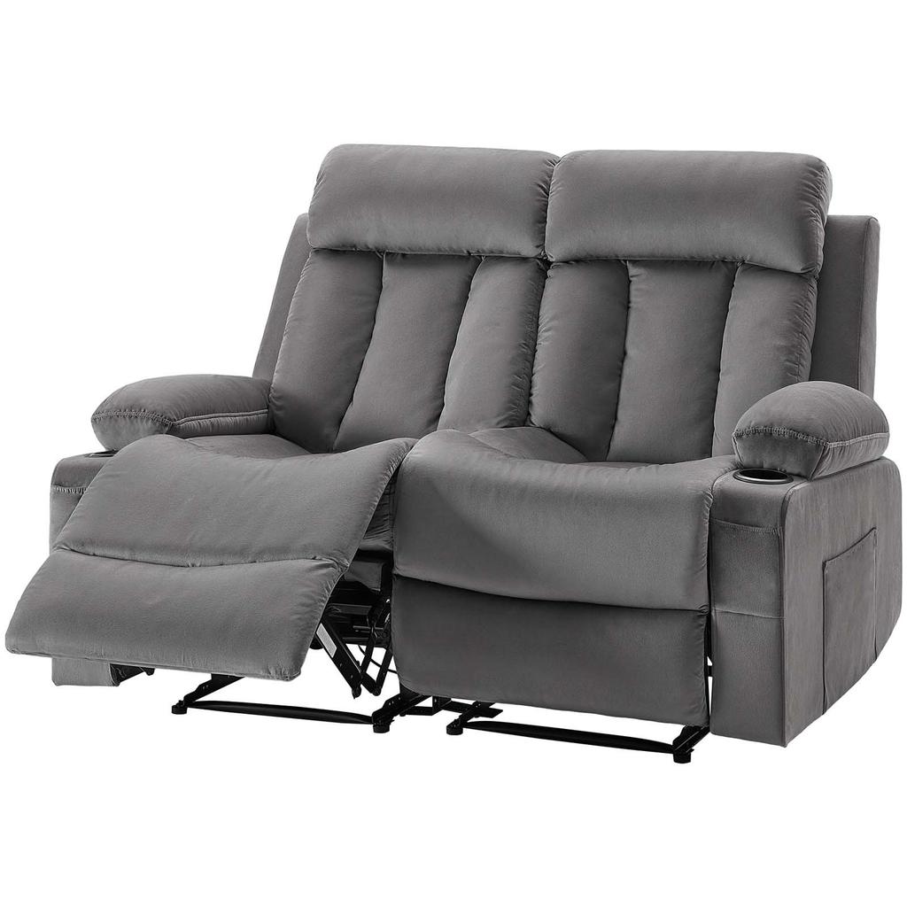 VEVOR Loveseat Recliner Sofa, Power Reclining Couch with Heating and Massage, Soft Velvet Electric Recliner Sofa with USB Ports