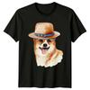 Corgi Dog with Hat Unisexs TShirt Watercolor Style