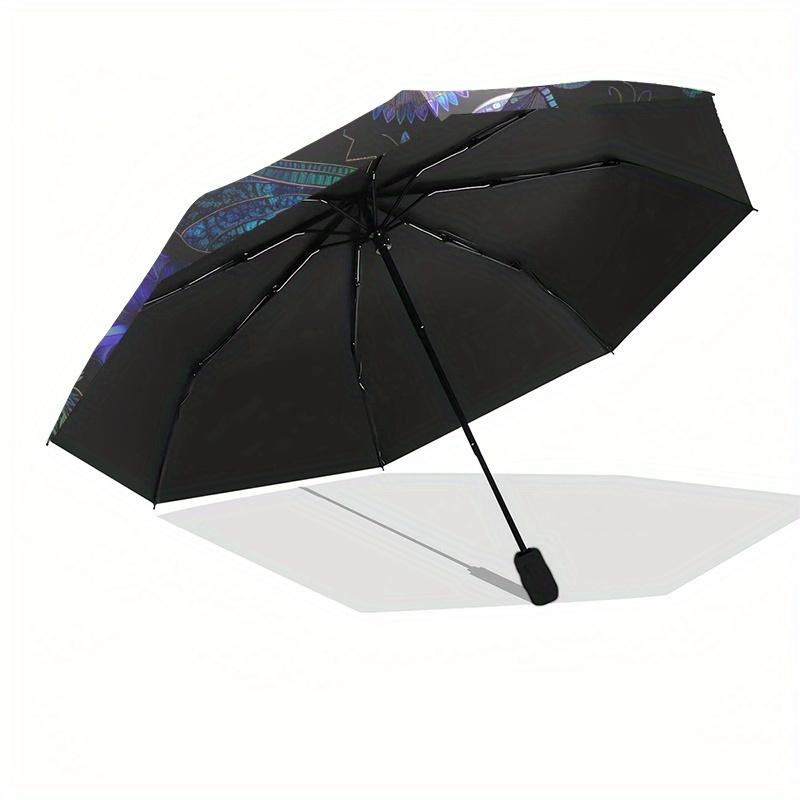 Blue Dragonfly Garden: A Vibrant Circular Art PrintUmbrella, Portable 3-Fold Compact Umbrella for Men & Women Gift