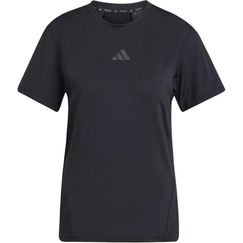 adidas Intensywność Szybkoschnąca Chłodząca Oddychająca Koszulka Sportowa Fitness z Okrągłym Dekoltem Krótki Rękaw Damska Koszulka Czarna JZ6281