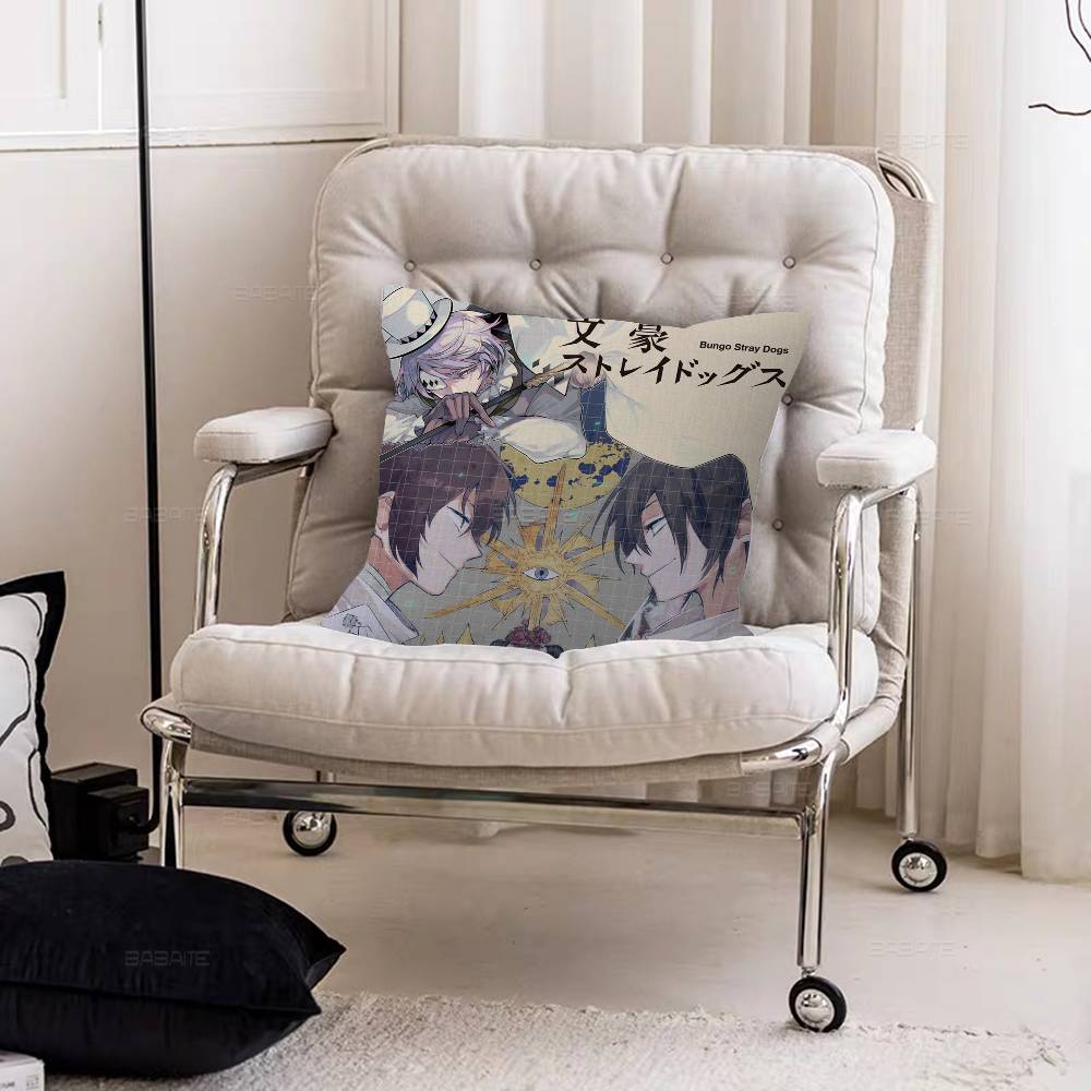 Anime Bungo Stray Dogs Pillow Cushion Cover Pillowcase Living Room Sofa Home Decor