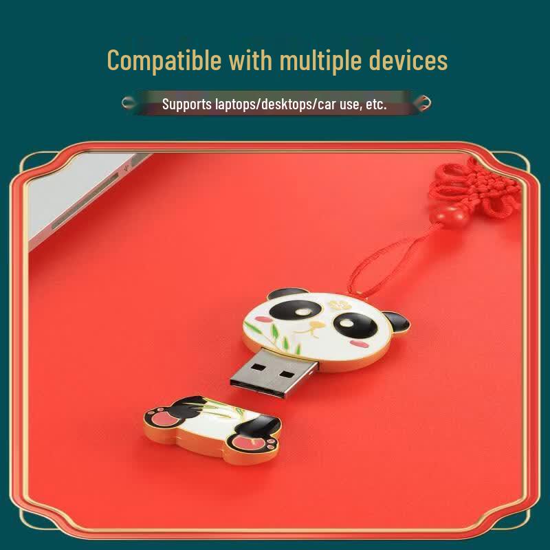 Niedriger Panda USB-Stick aus Metall
