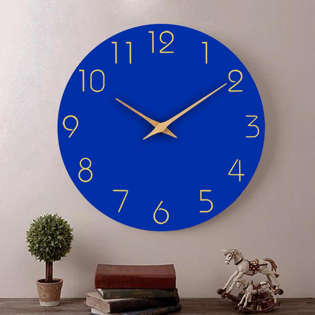 Simple Circular Wooden Wall Clock Quiet Batteryoperated Decor