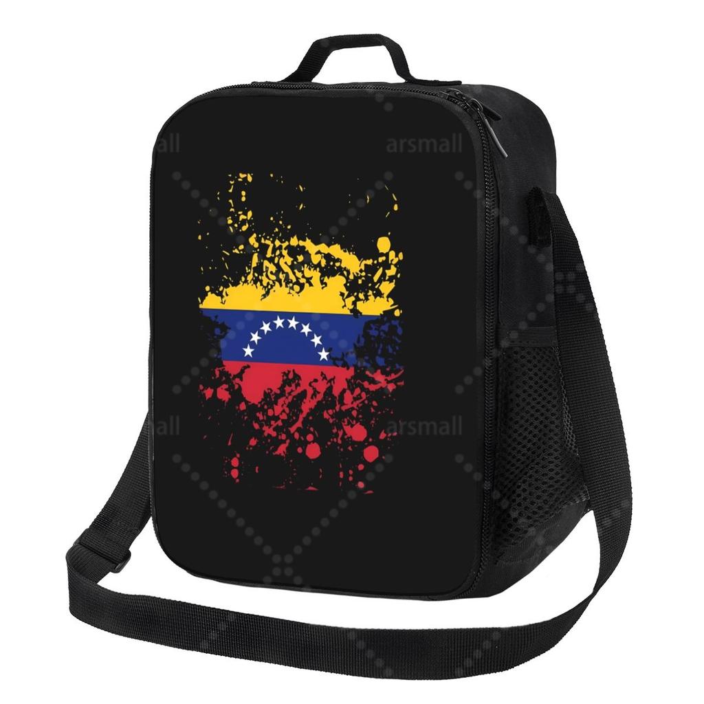 Venezuela Flag Lunch Bag with Adjustable Shoulder Strap Reusable Thermal Bento Tote for Work Picnic Beach
