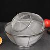 Stainless Steel Fine Mesh Strainer Self-draining Base Vegetable Fruit Washing Kitchen Colander Multi Function Draining Basket