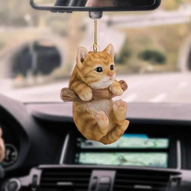 Acrylic Car Decorations Interior Animal Kitten Puppy Rearview Mirror Pendant