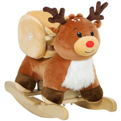 Kinder Rocking Horse Baby Rocking Animal Reindeer With Lullabies For 18 36 Months Plush 65 X 32 X 55 Cm Brown