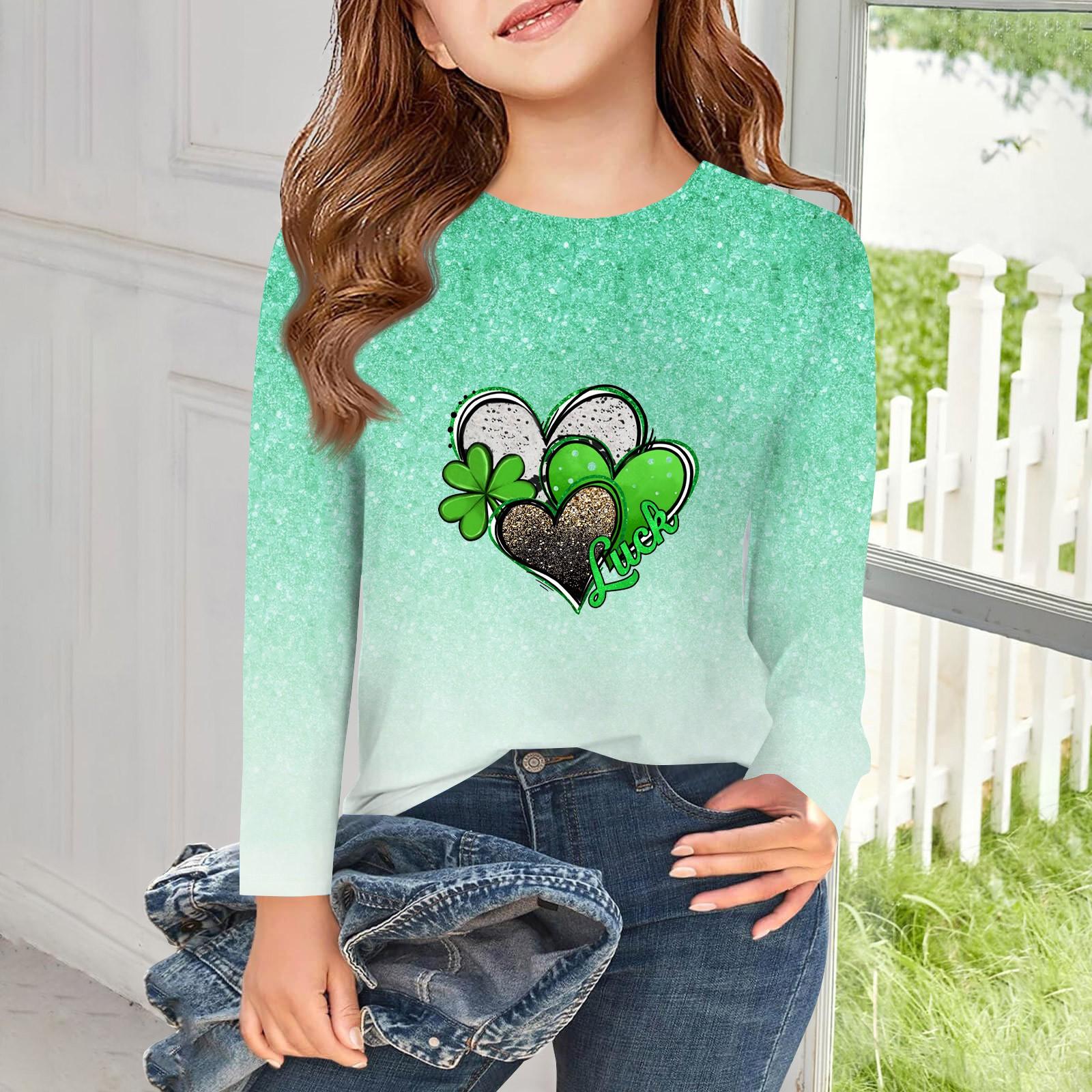 

Футболки с длинным рукавом для девочек, детские осенние топы с круглым вырезом и принтом, базовые футболки для детей 5–14 лет 130