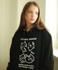 [Fleece Lined Selection] Dance With Cats Cat Graphic Oversized Hoodie Black