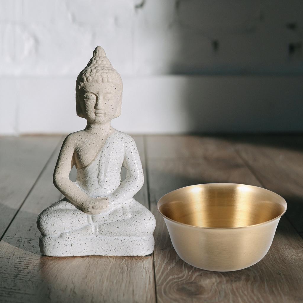Buddhist Copper Offering Bowl Exquisite Carved Painted Design Round Smooth Edges Multi Functional Home Temple Worship Decoration
