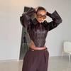 European Retro Motorcycle Patent Leather Cropped Jacket