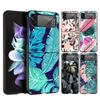 Colorful Leaves Hard PC Phone Case For Samsung Galaxy Z Flip 5 4 3 Black Cover For Galaxy Z Flip 6 Foldable Shockproof Case Capa