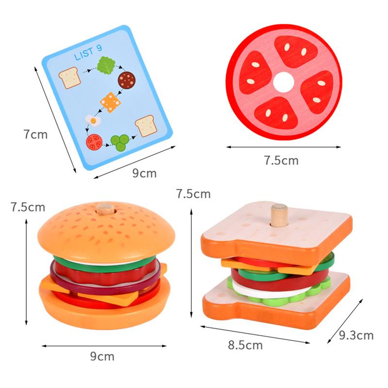 DIY Pretend Play Toy Simulation Hamburger Sandwich Shape Color Pairing Food Classic Play House Early Education For Children