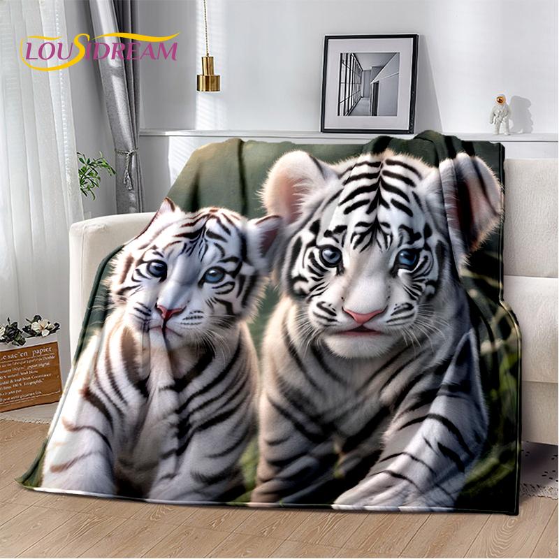 Fierce Tiger Lion Leopard Beast Animal Wildlife Cartoon Blanket,Soft Throw Blanket for Home Bedroom Bed Sofa Picnic Office Cover