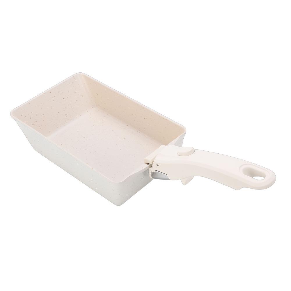 Non Stick Coating Omelette Pan Beige Black Egg Roll Skillet Tamagoyaki Pan Home Cooking Camping