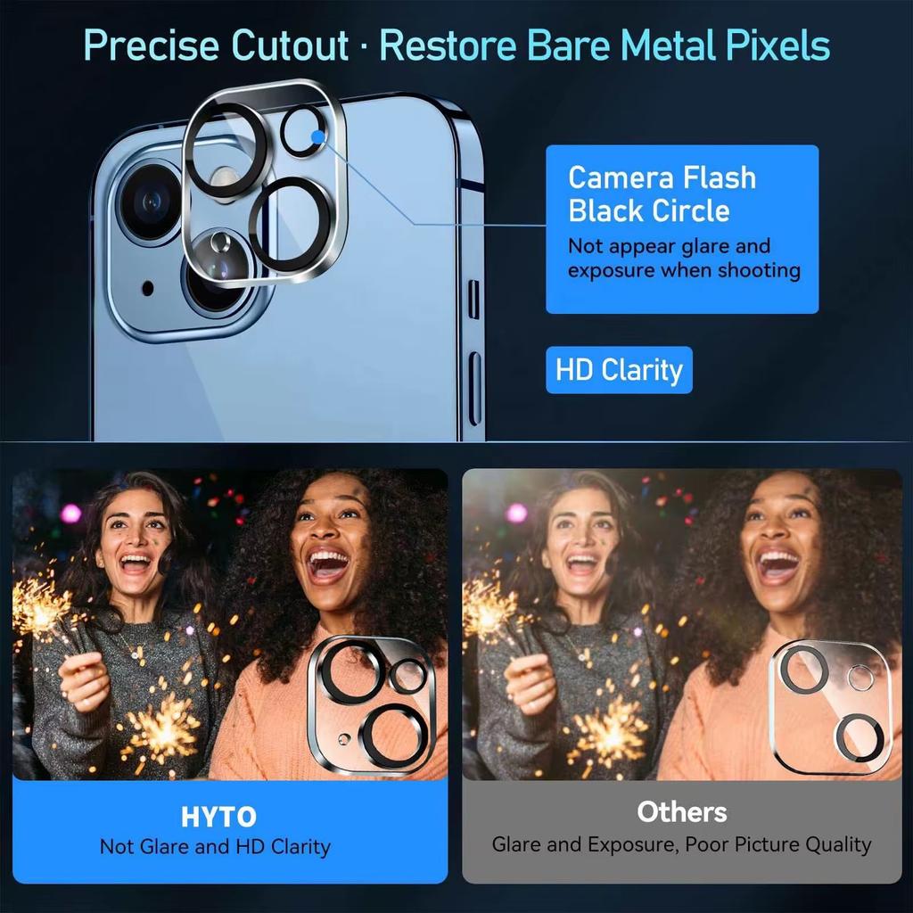 For iPhone 14/iPhone 14 Plus Camera Lens Protector WANLONFENG HD Clear Silk Printing Lens Film with Cleaning Cloth