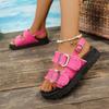 Fashion Cowboy Platform Sandals Women Summer Fashion 2024 Mid Heels Open Toe Casual Beach Slippers Slingback Flip Flops Mujer Zapatos