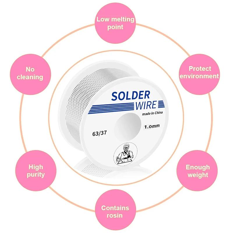 100/20G Solder Wire Tin Roll Clean Rosin Welding Core Soldering Wire Flux Reel Tube Low Temperature Easy Melt Solder Wire
