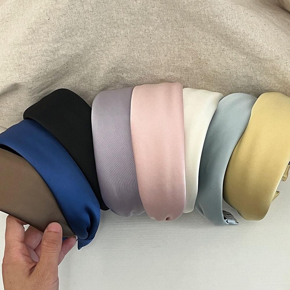 Wide-Brimmed Satin Headband Solid Color Hair Hoop Band New Silk Hair Band Girls