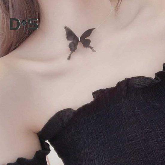 Schmetterlings-Halskette, Boho-Stil, unsichtbare Kette, Schmetterlingsfee-Halskette, transparente Angelschnur-Halskette für Frauen und Mädchen