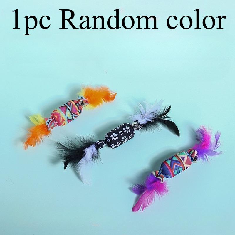 

2pcs/3pcs Feather Candy Cat Teasing Stick Kitten Cat Toy Bell Feather Teaser Candy Pet Products Christmas Halloween