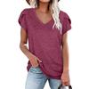Solid-Color V-neck Short-Sleeve T-shirt Solid V-neck Short sleeve Overfit t-shirt Women