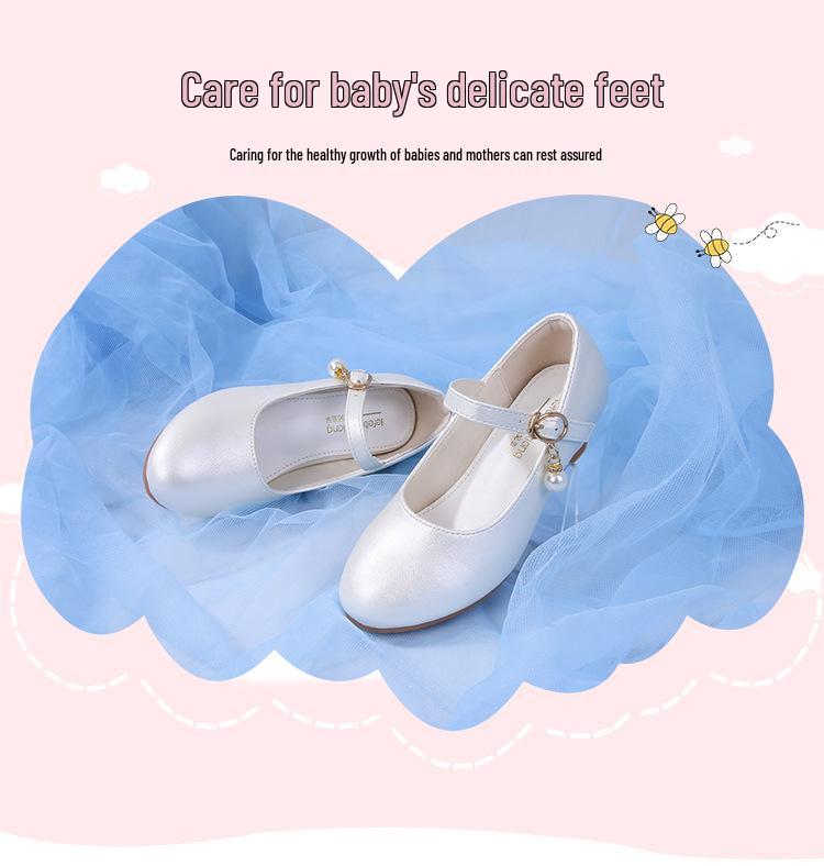 Girls' High Heel Leather Princess Shoes with Crystal Accent - New Korean-Inspired Spring/Autumn Edition for Children's Performances