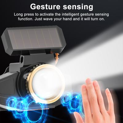 LED Stirnlampe Solar-/USB-Lade-Stirnlampe mit Bewegungssensor Wasserdichte Wiederaufladbare Taschenlampe für Outdoor Camping Wandern Notfälle