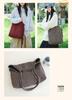 2026 Simple Large Capacity Plaid Canvas Shoulder Bag for Women and College Students