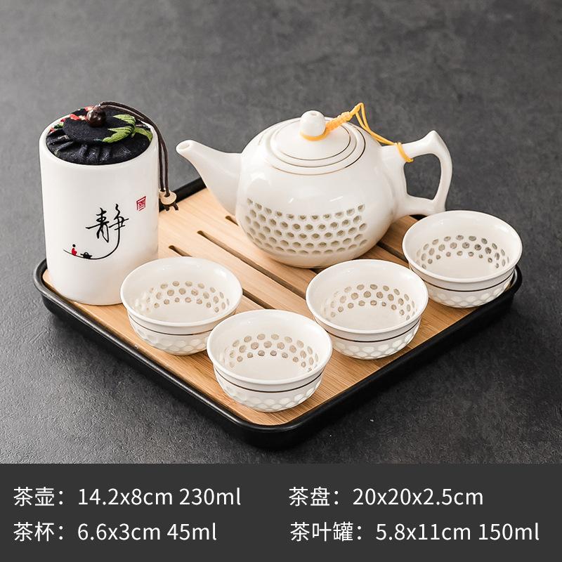 Purple Clay Ceramic Kung Fu Tea Set Home Teapot Set with Portable Tea Tray and Tea Caddy