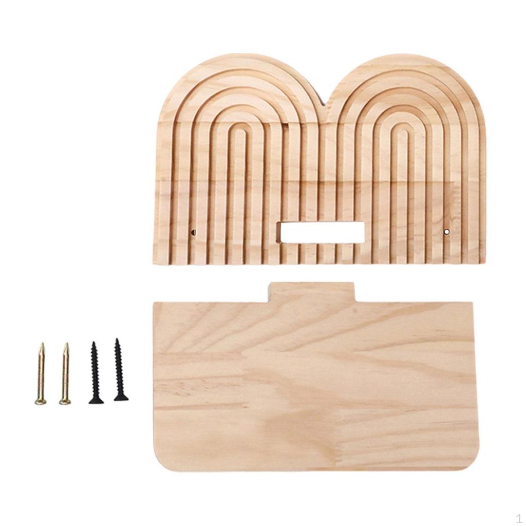 Boho Wall Shelf Arch Modern Book Display Bohemian Trinket Storage Rack Wood Float Shelves for Living