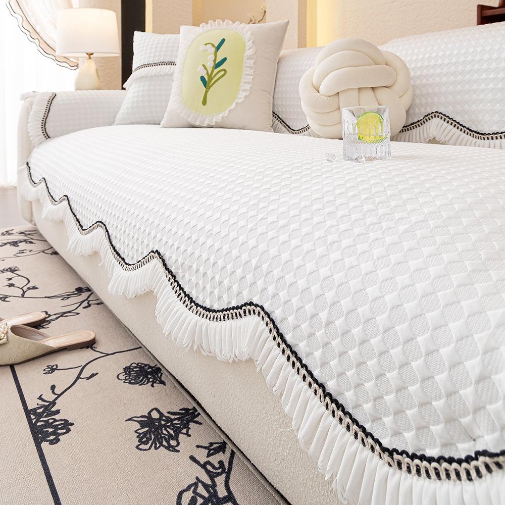 

Nordic Small Fresh Solid Color Sofa Cushion Summer Cool Feeling Knitted Straight Row Machine Washable Non-Slip Sofa Cover Backrest Towel 70*70cm