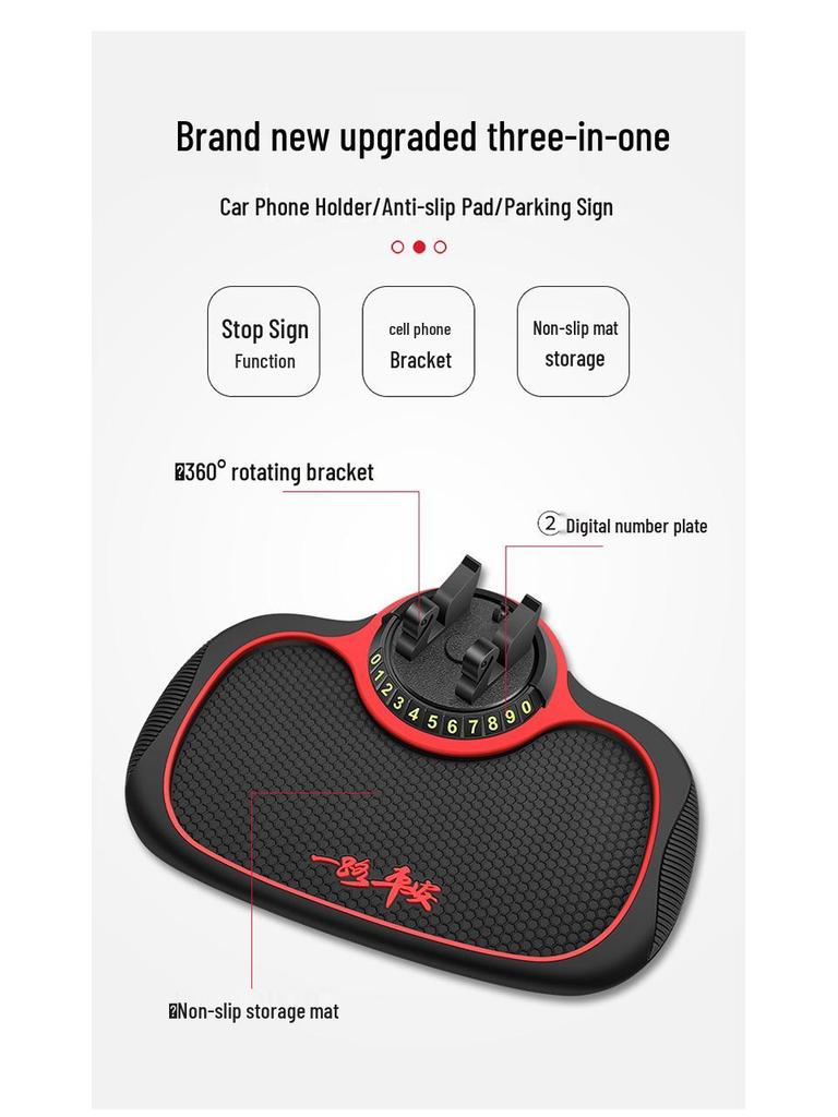 Car Non-Slip Phone Holder & Temporary Parking Plate - Heat & Wear Resistant Dashboard Mat.