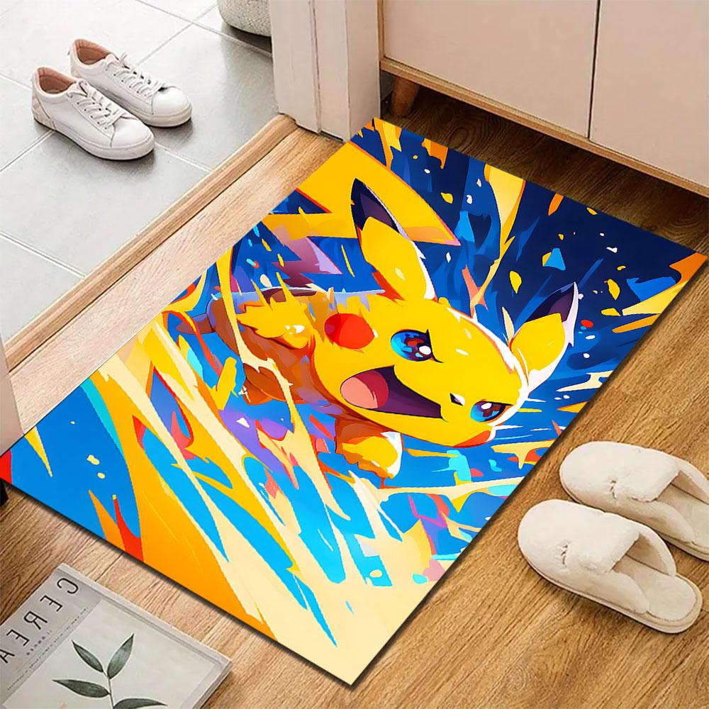 Energetic Pikachu Action Artwork Patterned carpet, suitable as a non slip play mat for the living room and bedroom sofa