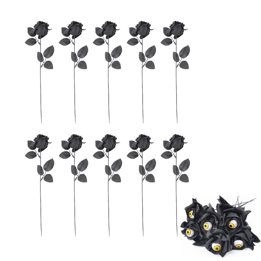 

10 шт. Страшный глазное яблоко Искусственный цветок Симуляция Искусственная роза Цветок Хэллоуин Декор чёрный