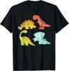 Cute Cartoon Dinosaurs Funny 4 Dino Kawaii Illustration T-Shirt