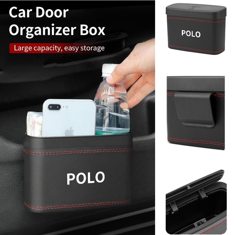 Car Push-Button Style Square Leather Multi Functional Organizer Box Trash Can For VW Polo CC Bora Golf Lavida Lamando Magotan QN9