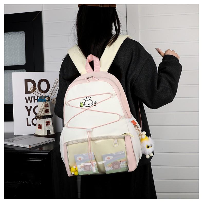Schoolbag Korean Version Ins Cartoon Backpack for Women, Large Capacity, Small Fresh Student Schoolbag, Two-dimensional Girl, Bar Pain Bag for Women
