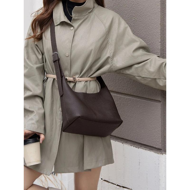 Women's Genuine Leather Tote Bag - Vintage Cow Neck Grain Top Layer Cowhide Underarm Shoulder Crossbody Bag,  Soft Leather Purse
