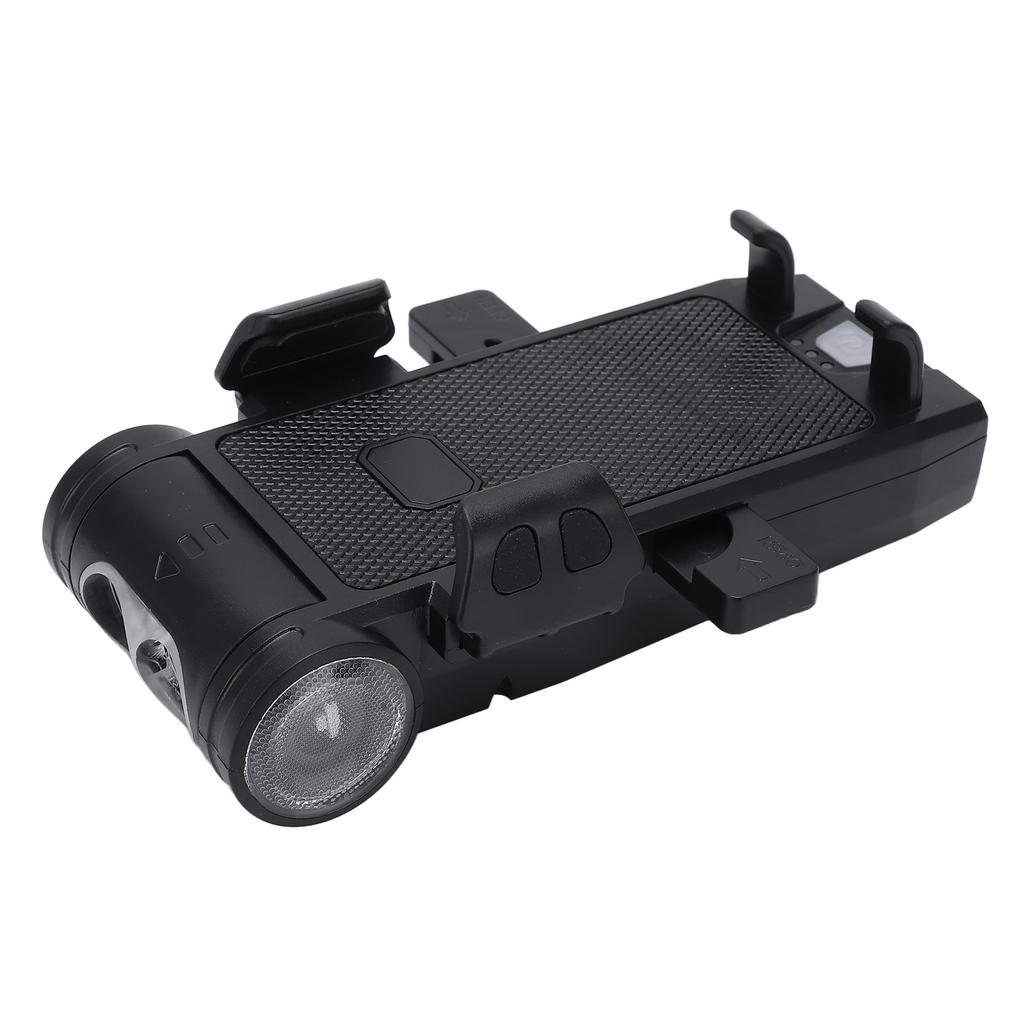 Multifunktionale Fahrradlichter USB Powerbank Fahrradhupe Fahrrad-Handyhalter für Nachtfahrten Schwarz