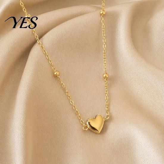 Durable Fashion Jewelry Heart Charm Necklace, Women Love Golden Necklace Pendant Dainty for Daily Wear Work Party Elegant