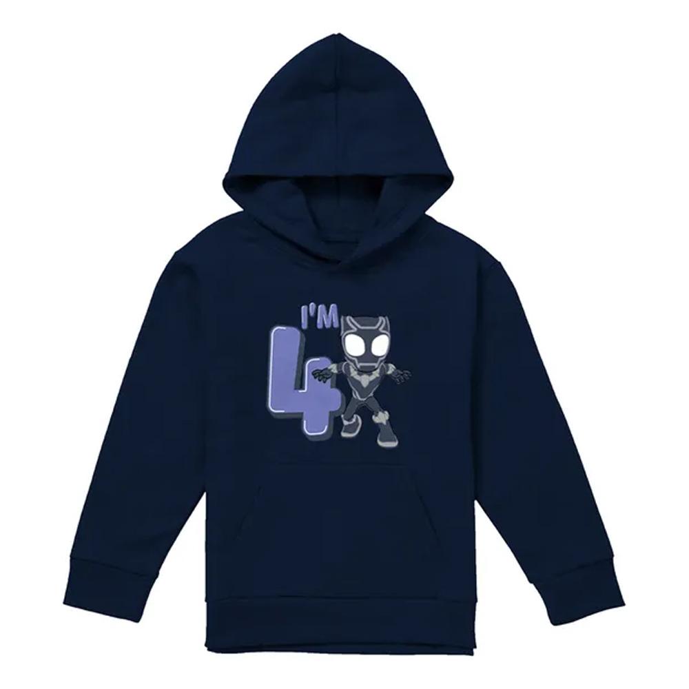 Black Panther Childrens/Kids Cute 4th Birthday Hoodie